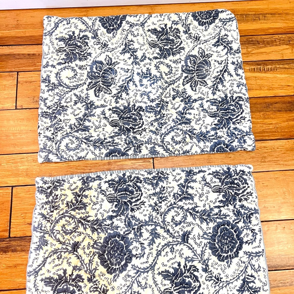 Williamsburg pillow shams blue floral quilted pine cone hill